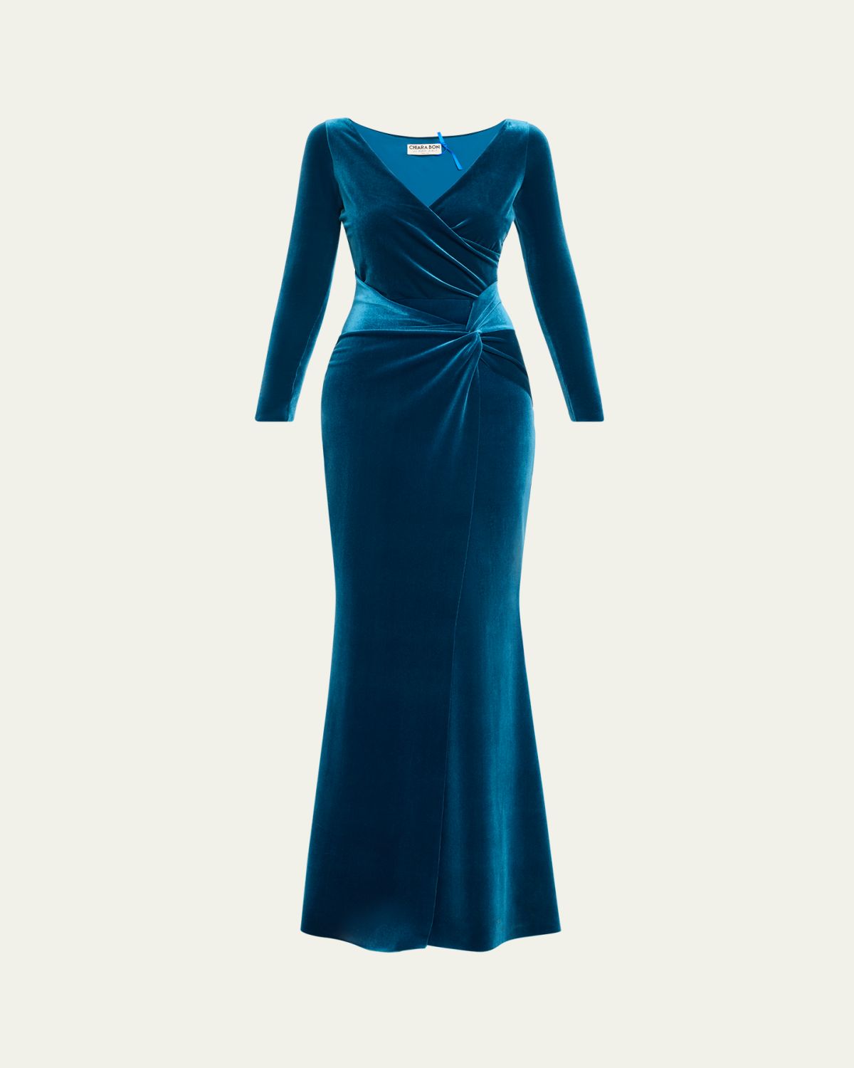 Chiara Boni La Petite Robe Axas Side-Twist Velvet Trumpet Gown