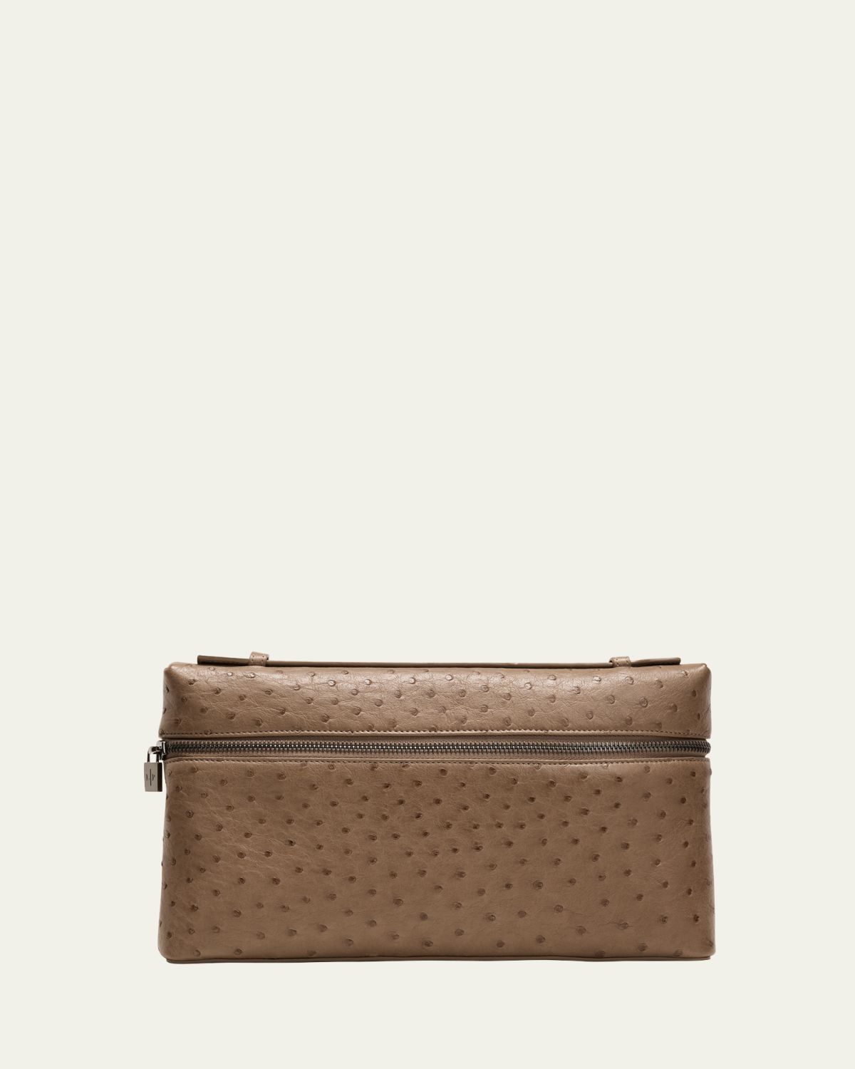 Loro Piana Men's Ostrich-Embossed Zip Pouch Bag