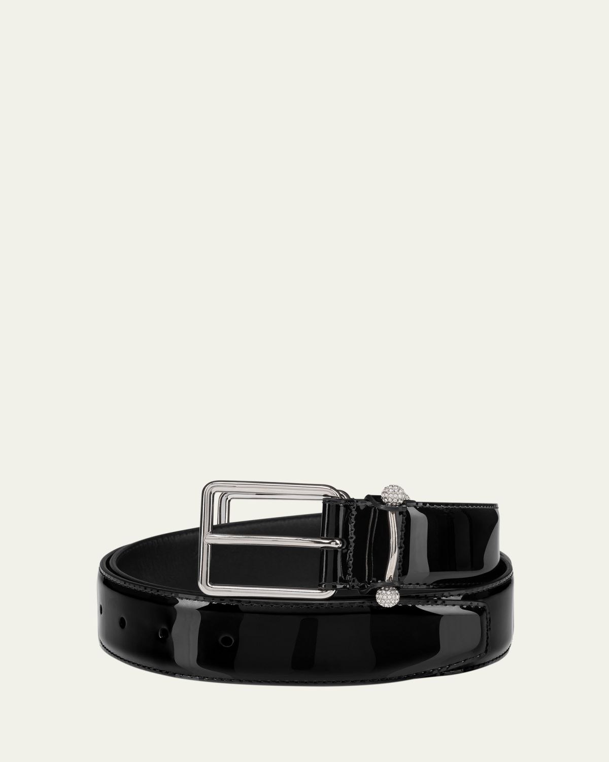 Christian Louboutin Men's Chambeliss Night Strass Patent Leather Belt | Thumbnail 3 Christian Louboutin Men's Chambeliss Night Strass Patent Leather Belt | Thumbnail 3
