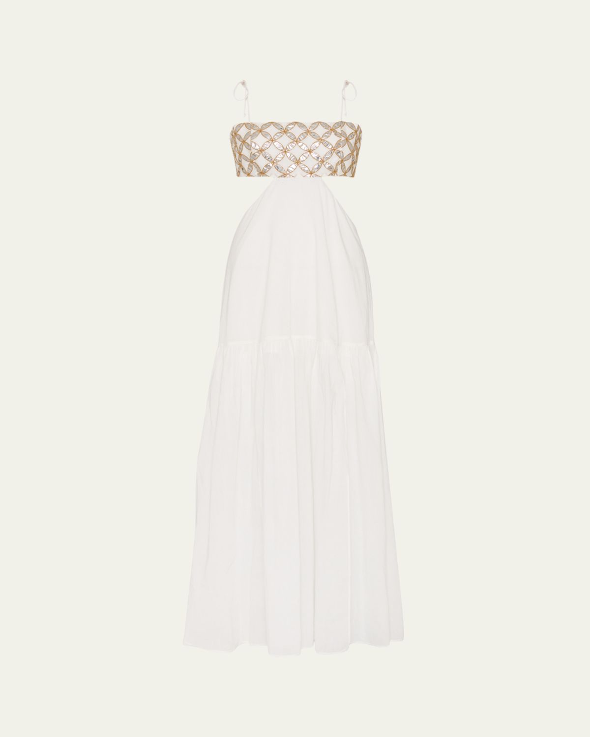 Milly Atalia Cutout Mirror-Embellished Maxi Dress