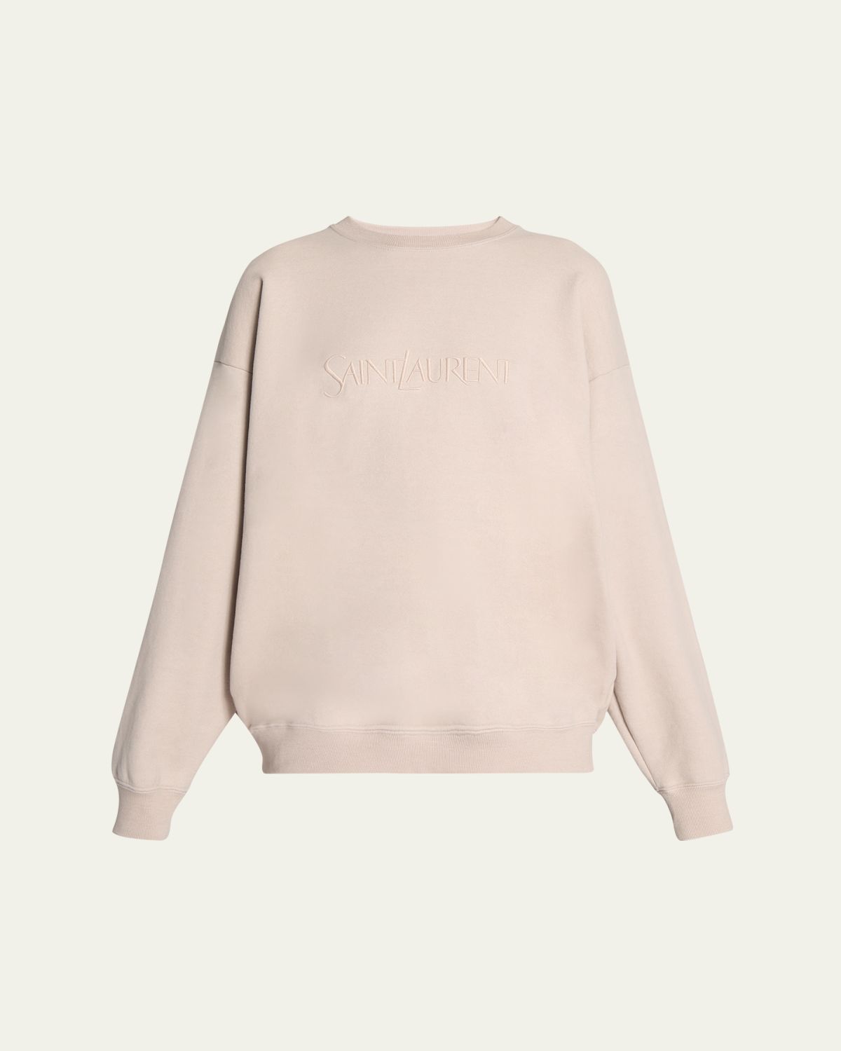 Saint Laurent Logo Cotton Crew Sweatshirt