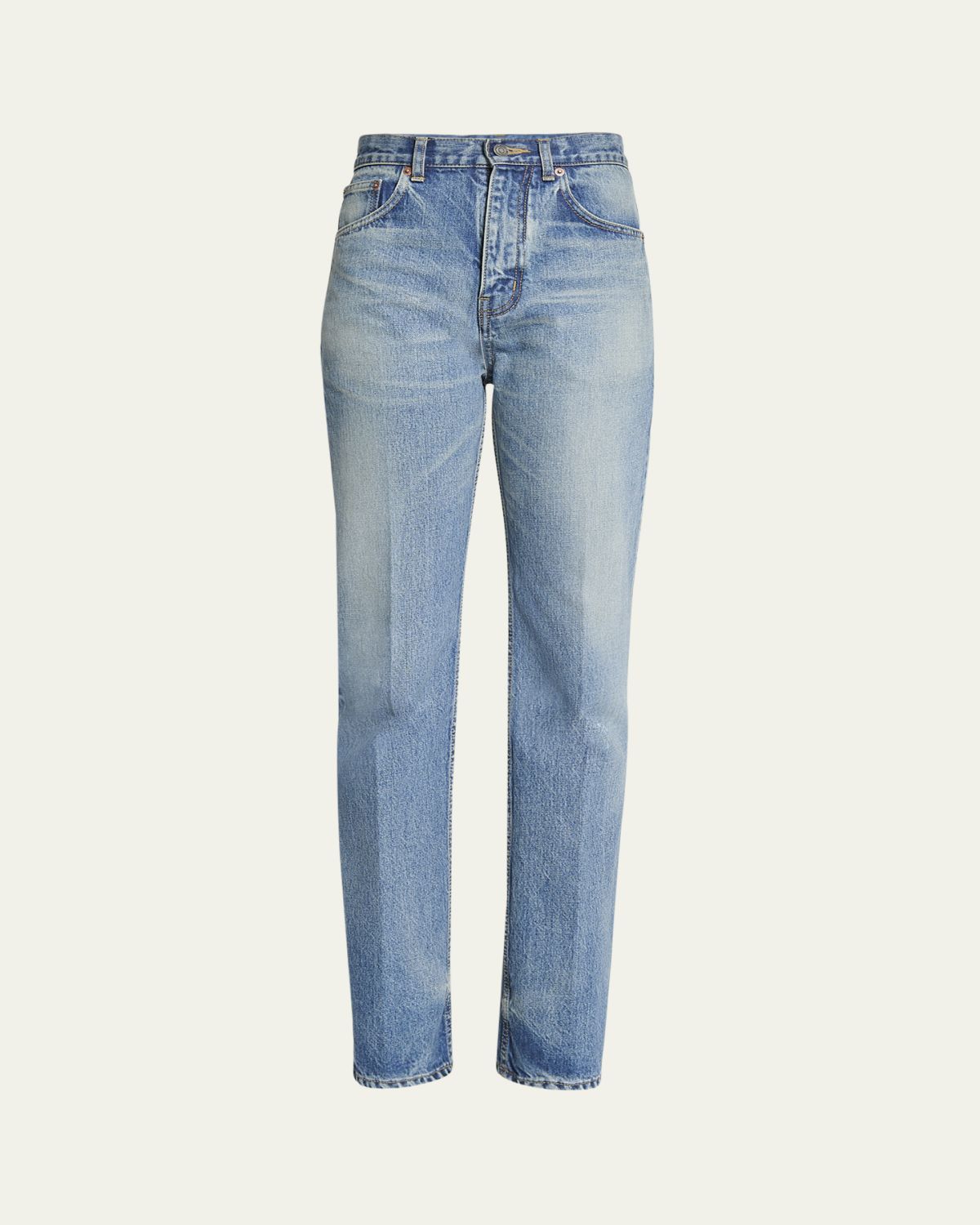 Saint Laurent High Waisted Straight Leg Denim Pants