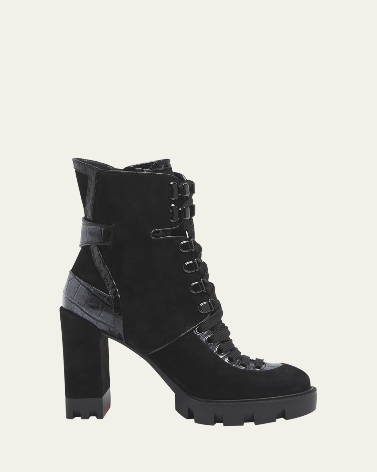 Christian Louboutin Macademia Croco Leather Red Sole Boots
