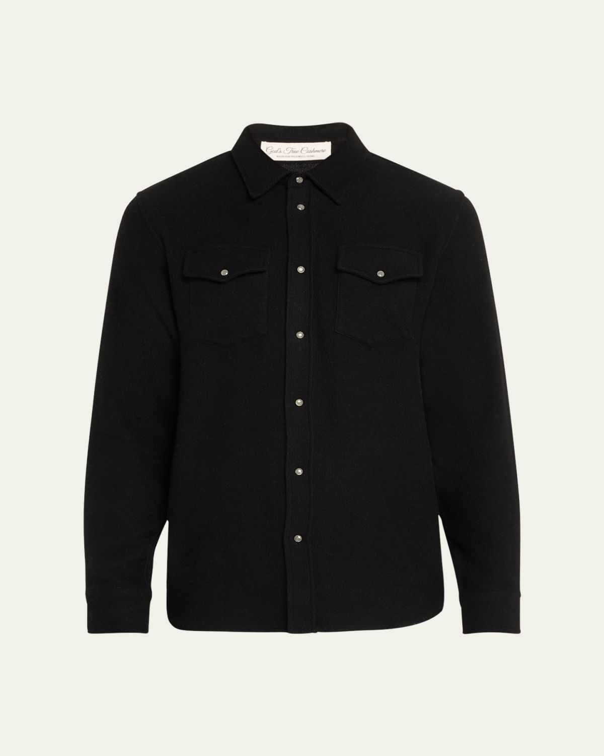 God 's True Cashmere Men 's Cashmere Shirt with Sunstone Snaps