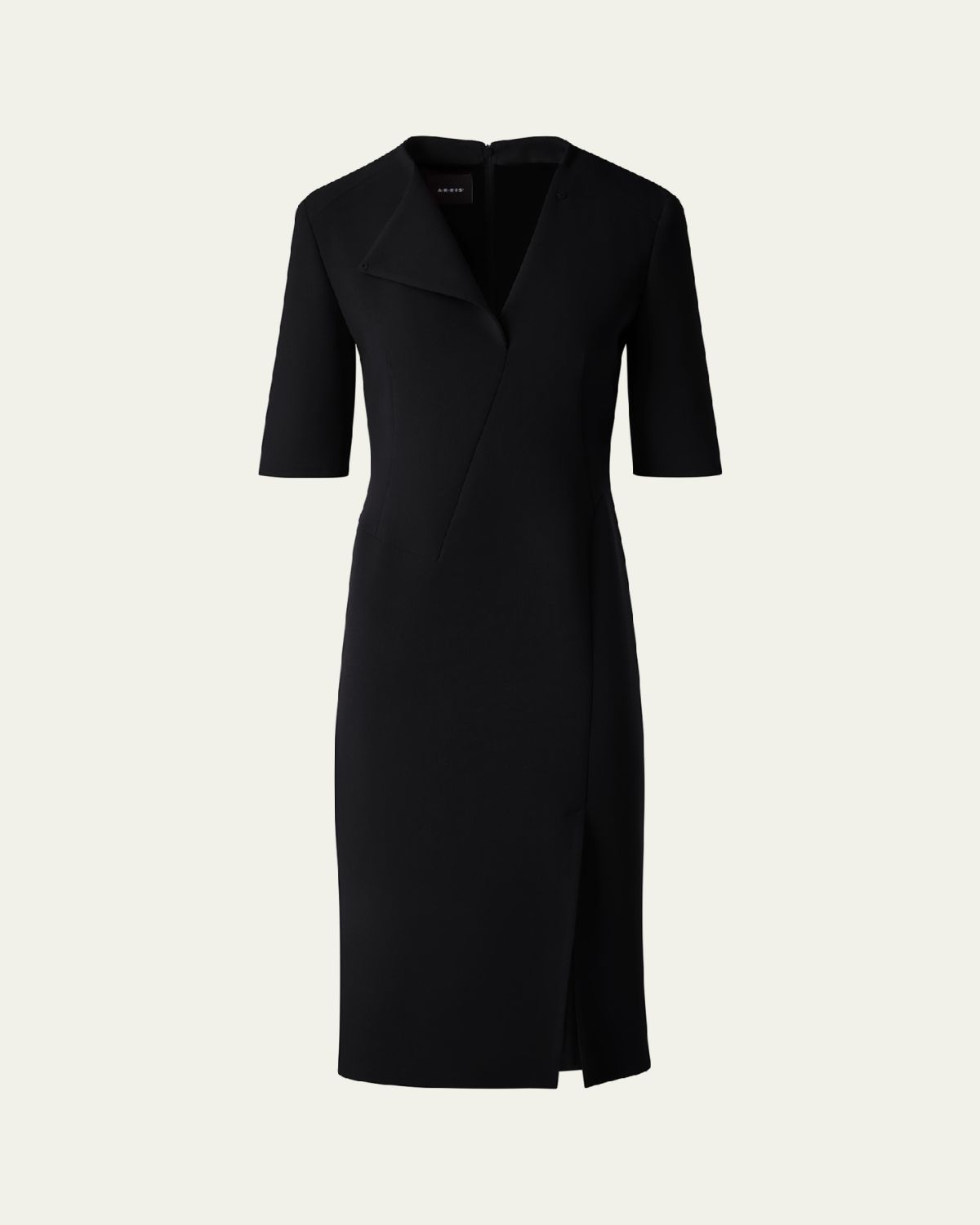 Akris Elbow Sleeve Sheath Wool Dress