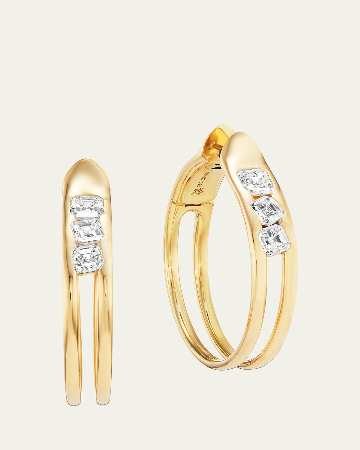 Uniform Object 18K Yellow Gold Major Impact Diamond Hoop Earrings