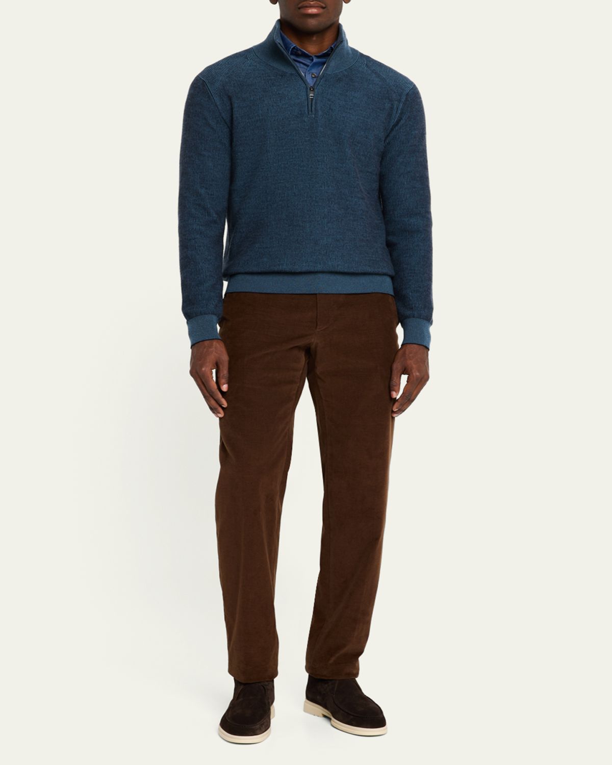 Brioni Men's Cashmere Quarter-Zip Sweater | Thumbnail 2