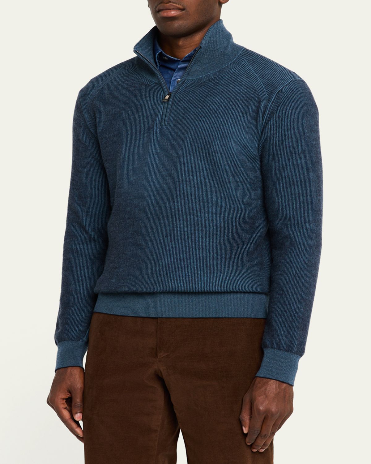 Brioni Men's Cashmere Quarter-Zip Sweater | Thumbnail 4