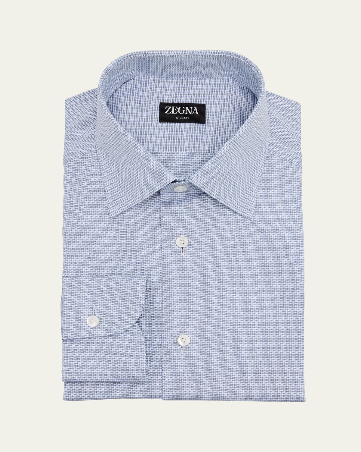 ZEGNA Men's Trecapi Cotton Micro-Pattern Dress Shirt