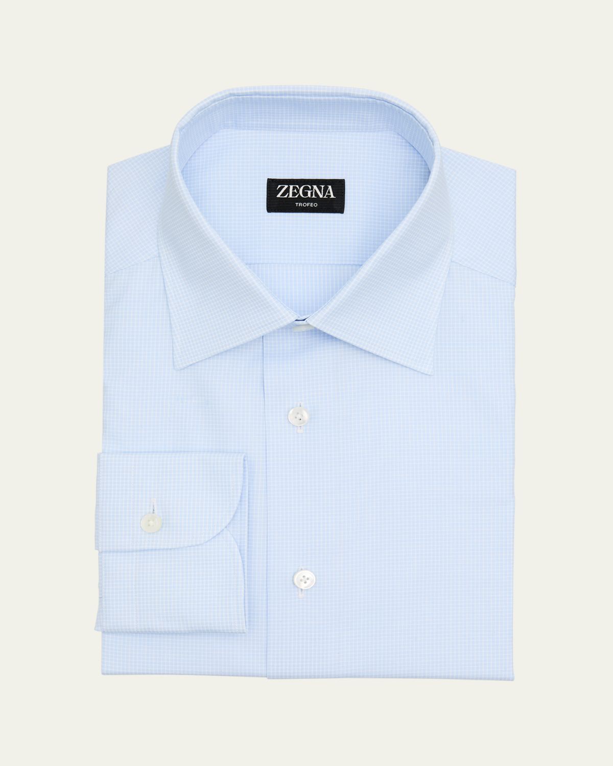 ZEGNA Men's Micro-Check Trofeo Cotton Dress Shirt