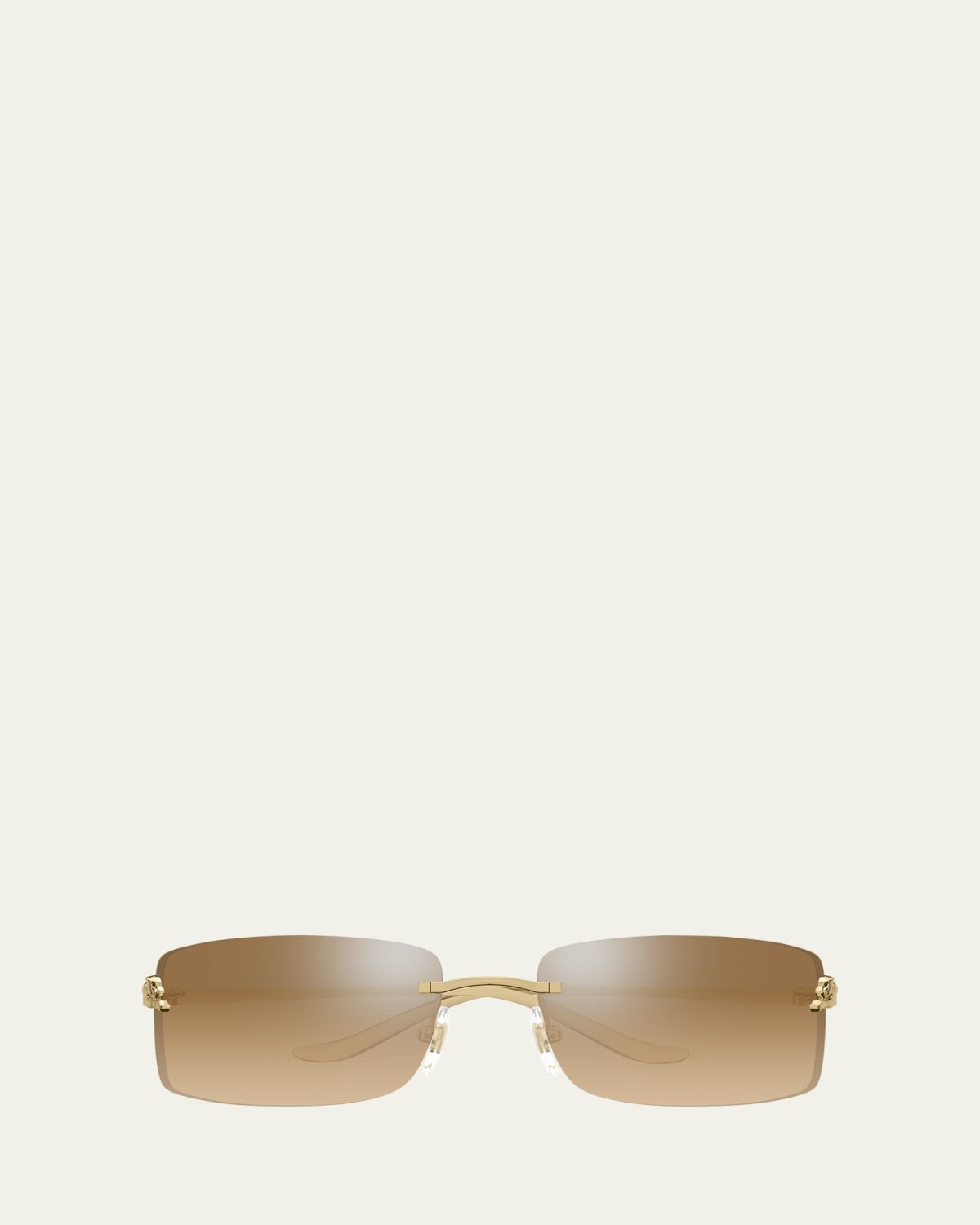 Cartier Panthère Rimless Rectangular Sunglasses in Silver Metal