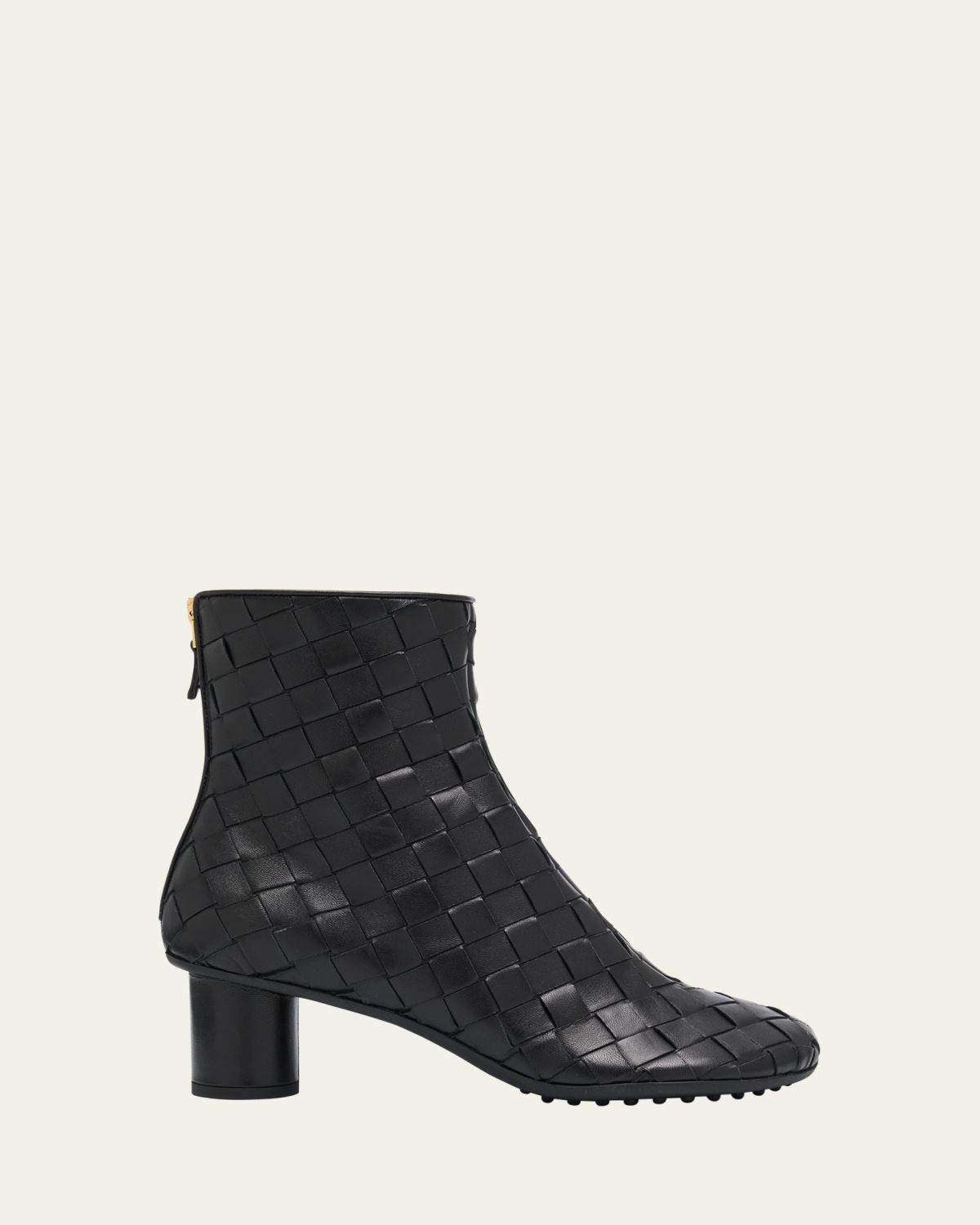 Bottega Veneta Atomic Woven Leather Cylinder-Heel Booties