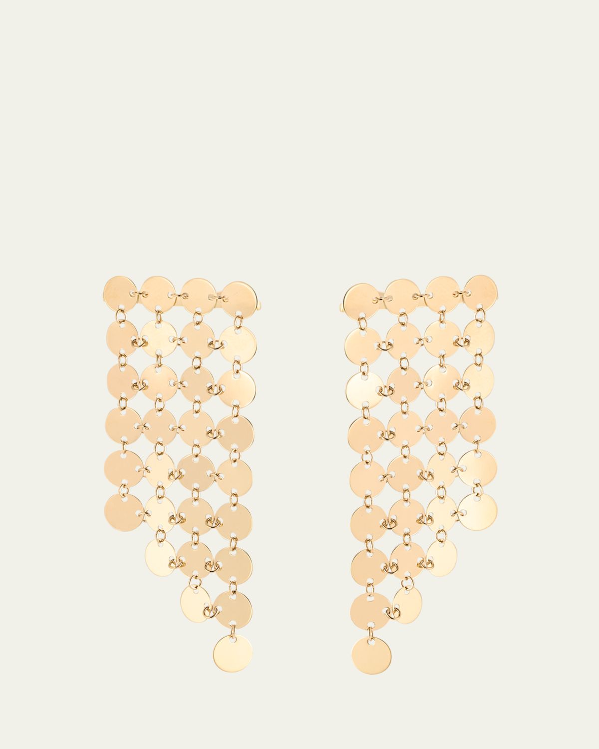 Lana 14K Yellow Gold 4-Strand Laser Disc Chainmail Fringe Earrings