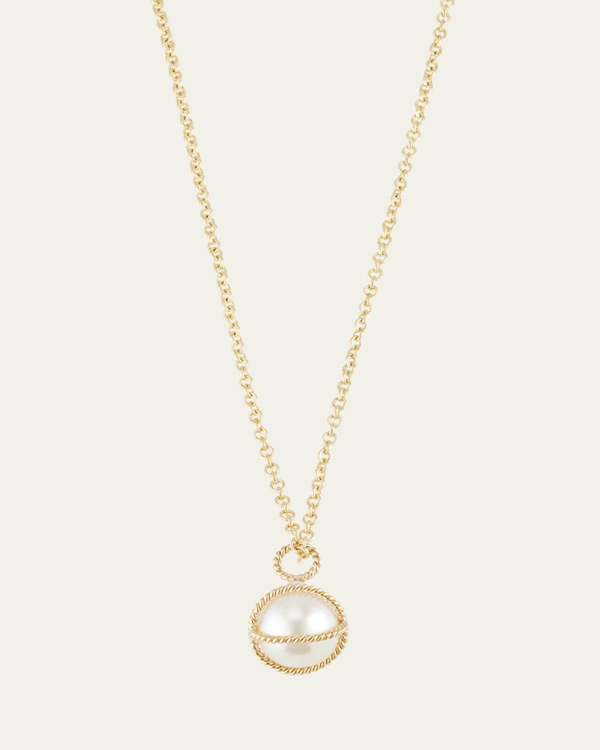 Verdura 18K Yellow Gold Pearl Wrapped Pendant Necklace