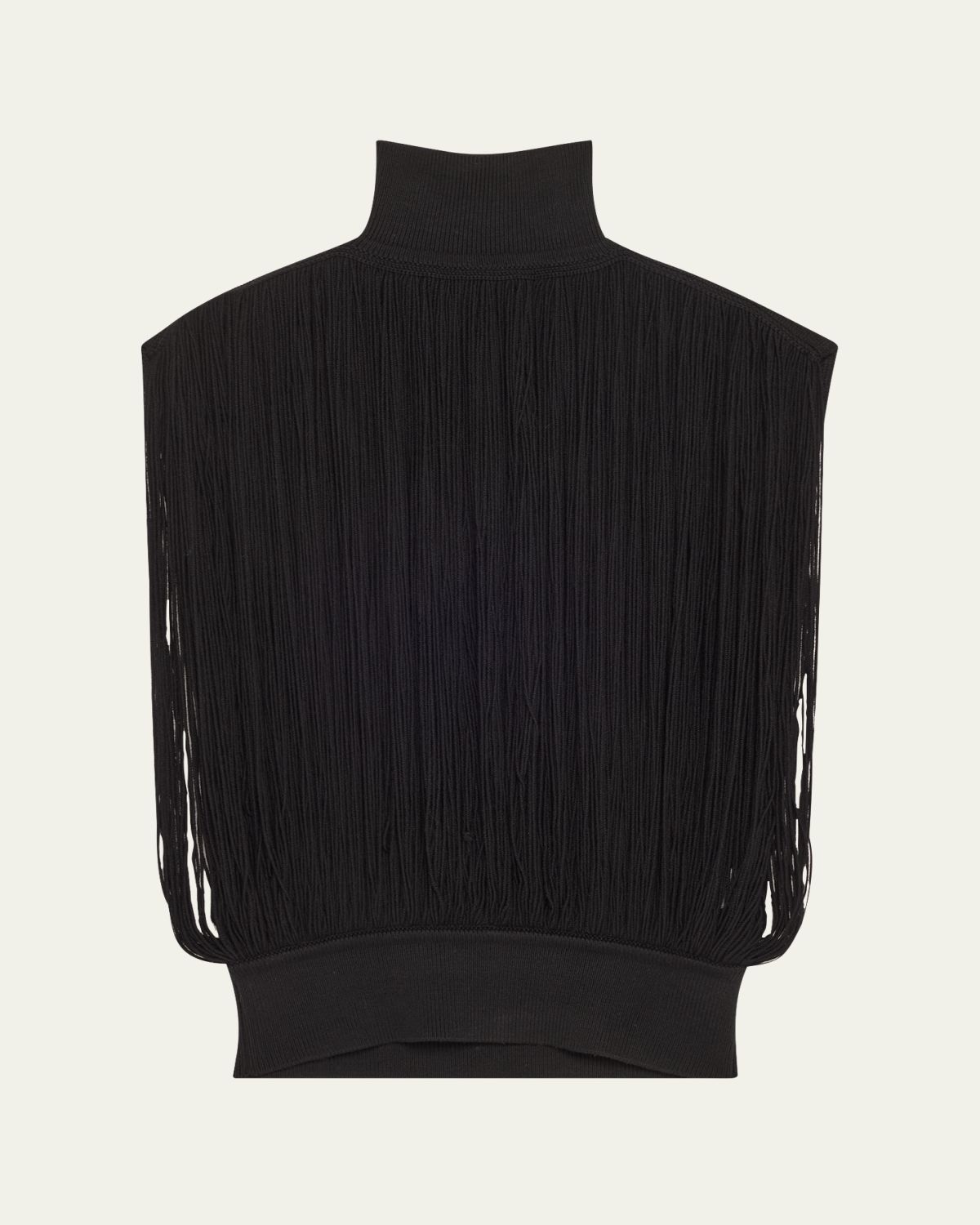 ALAIA High Neck Fringe Wool Top