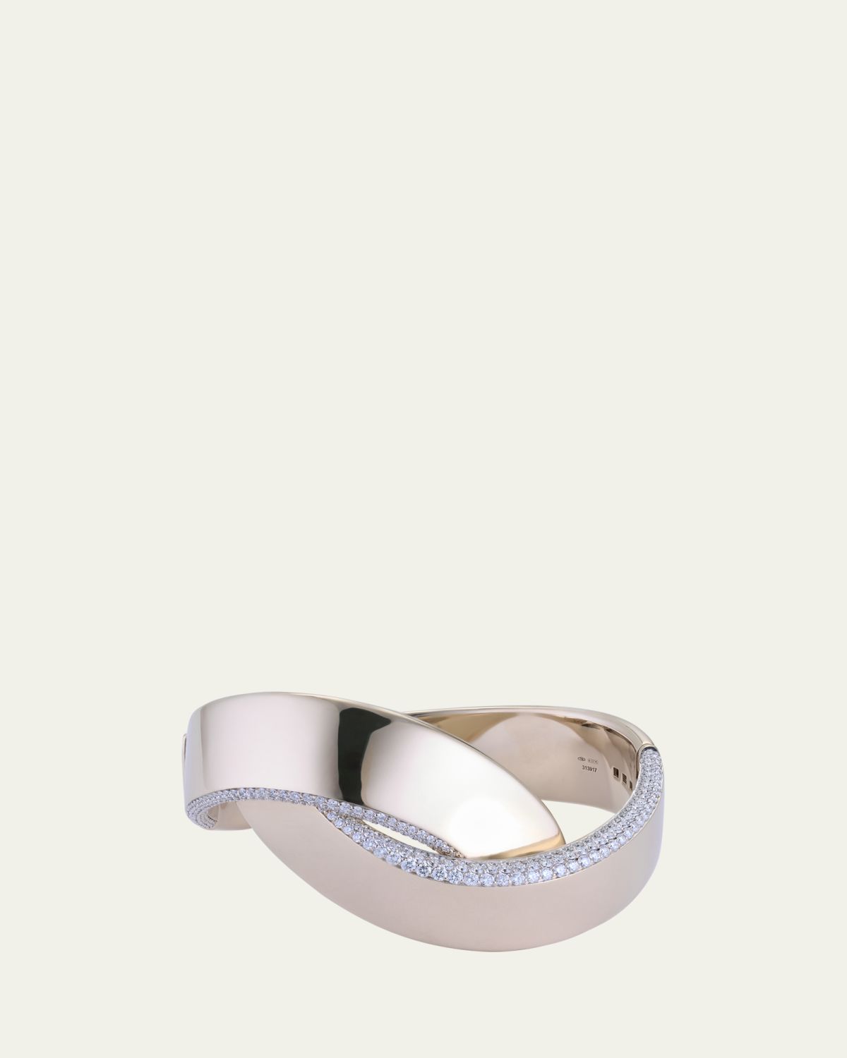 Vhernier Abbraccio 18K White Gold Demi Pave Bangle,
