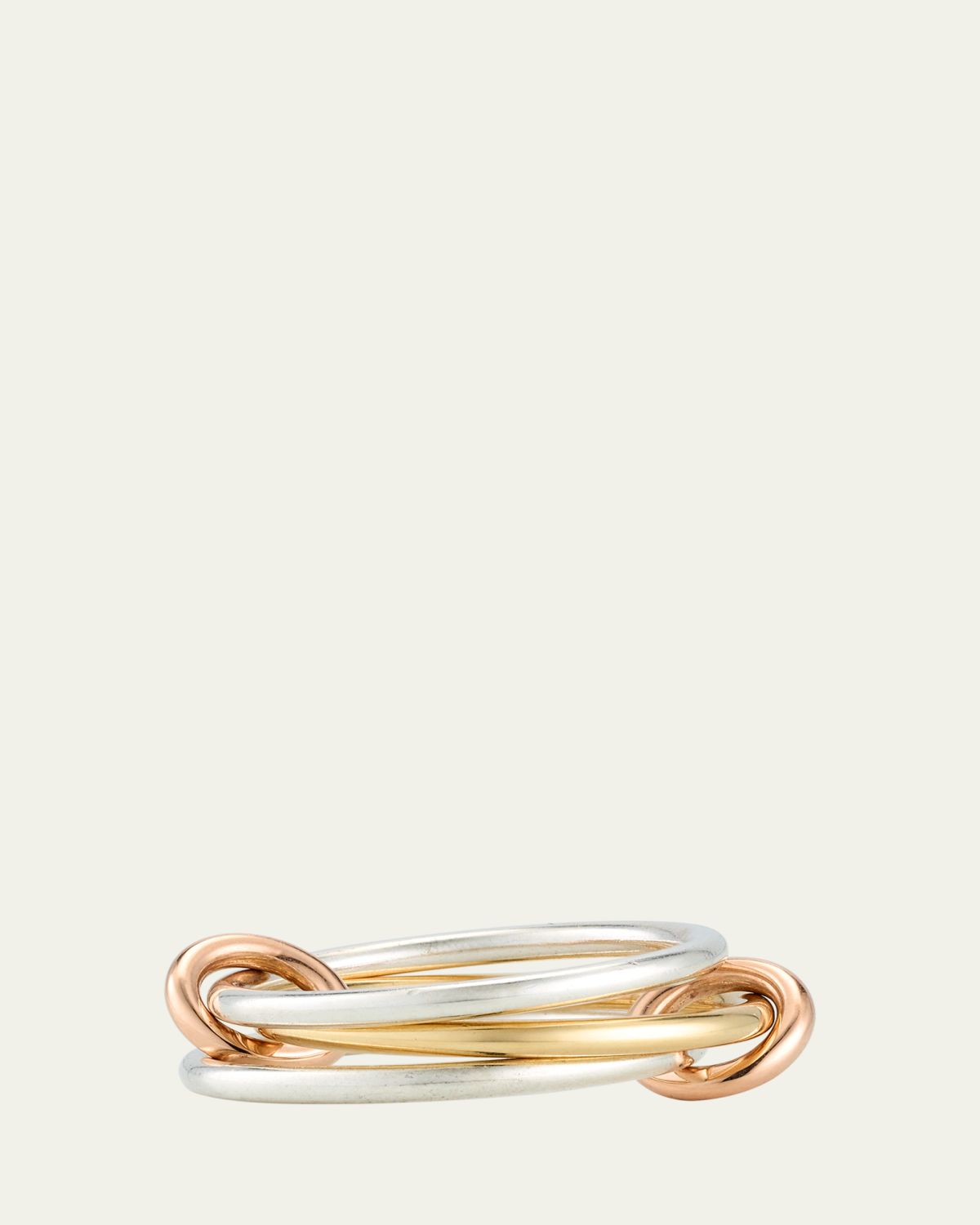 Spinelli Kilcollin Solarium SY Three Link Ring in Sterling Silver and 1K Yellow Gold Connectors