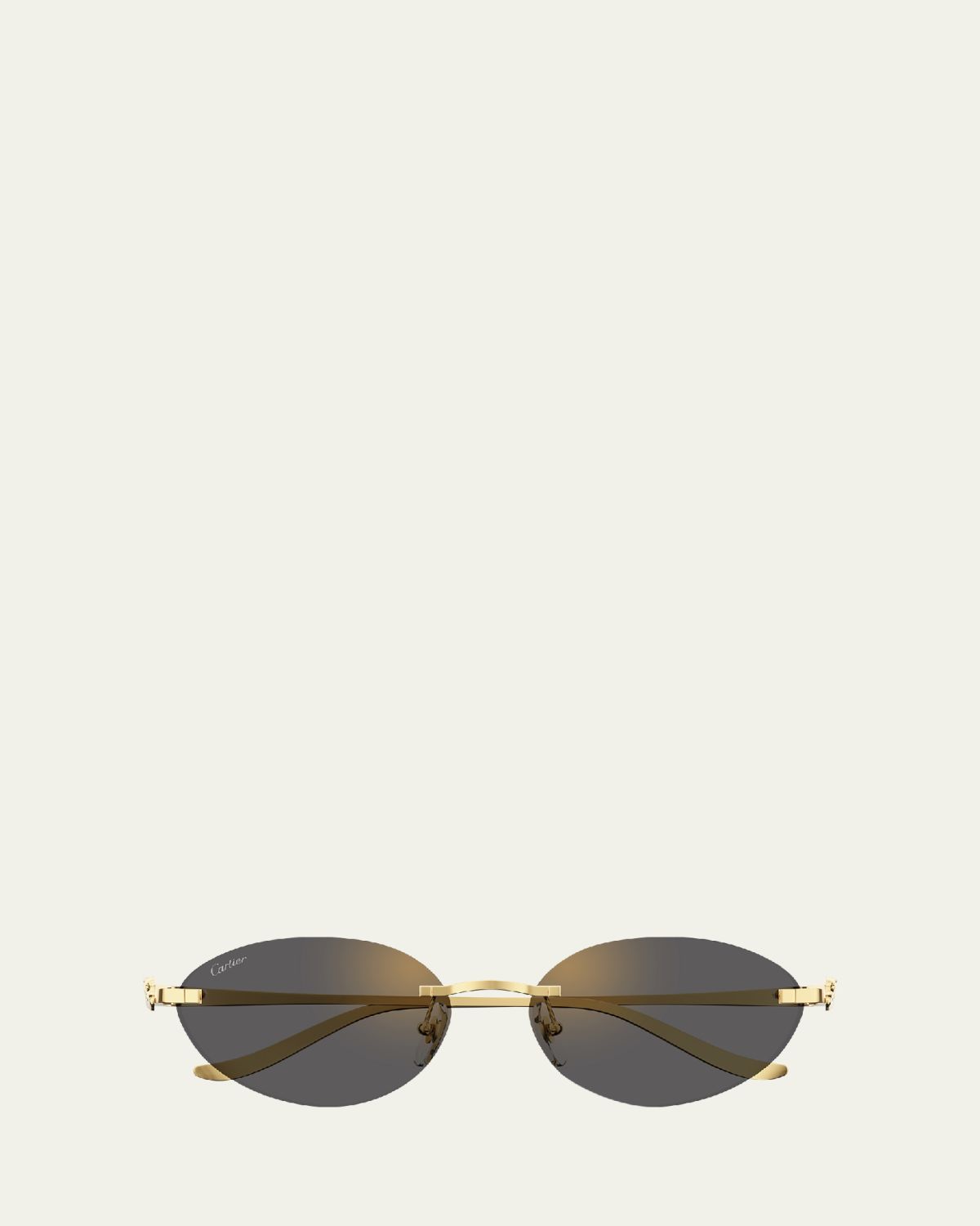 Cartier Panthère Rimless Metal Oval Sunglasses