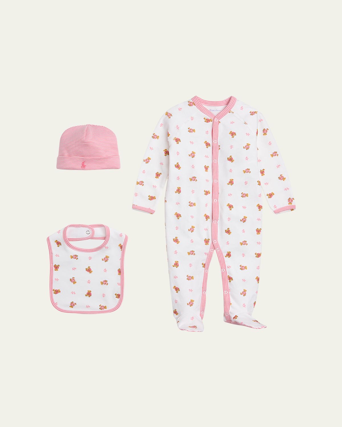 Polo Ralph Lauren Girl 's 3-Piece Gift Set, Size Newborn-9M