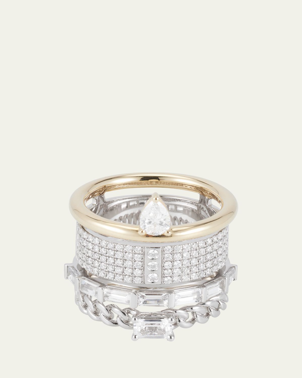 TYPE JEWELRY Mix Metals Typestack Pave Diamond Ring