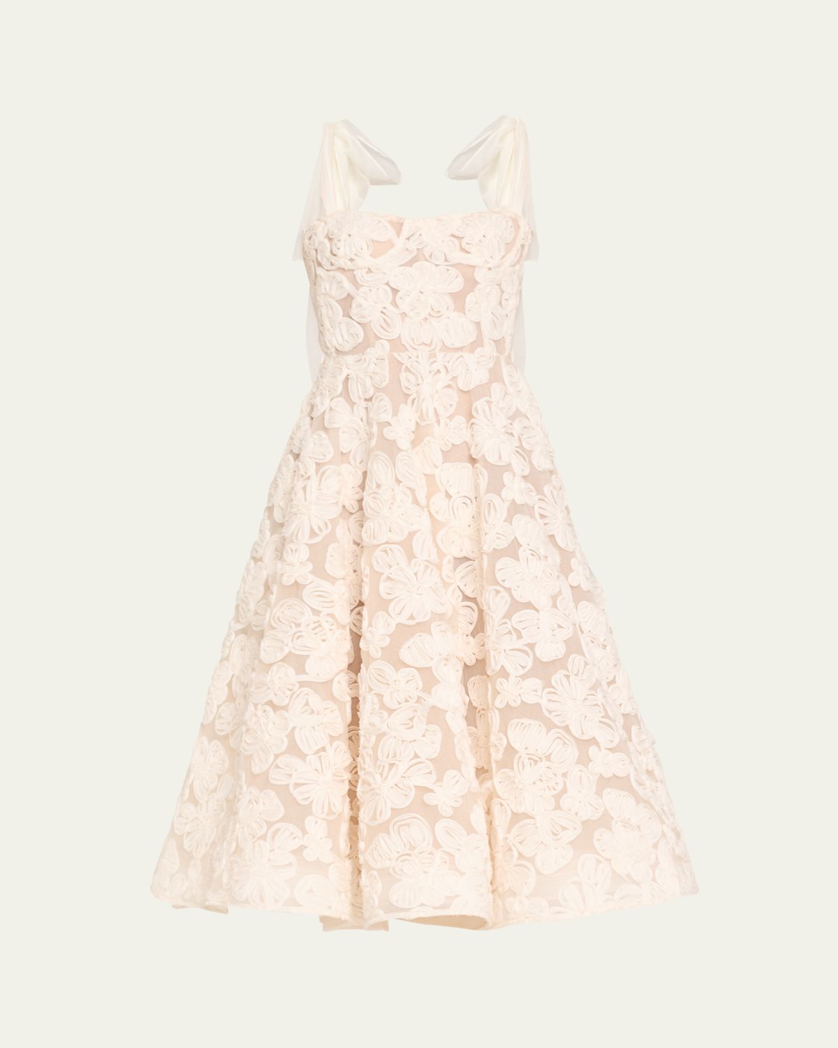Bronx and Banco Sabrina Lace Midi Dress with Bow Details