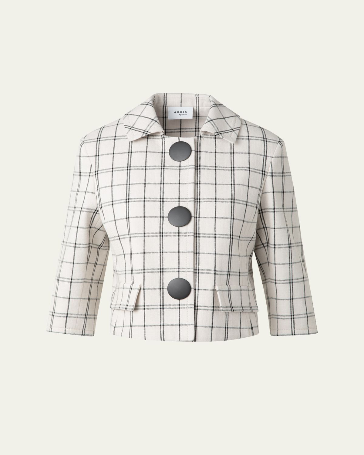 Akris punto Check Cashew Denim Cropped Jacket