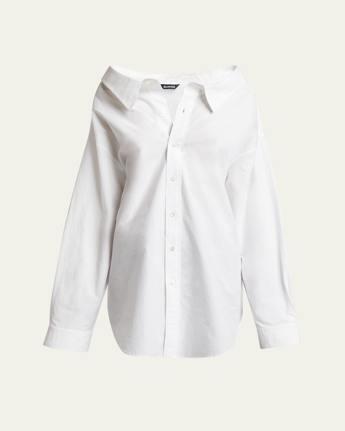 Balenciaga Off-Shoulder Oversized Poplin Shirt