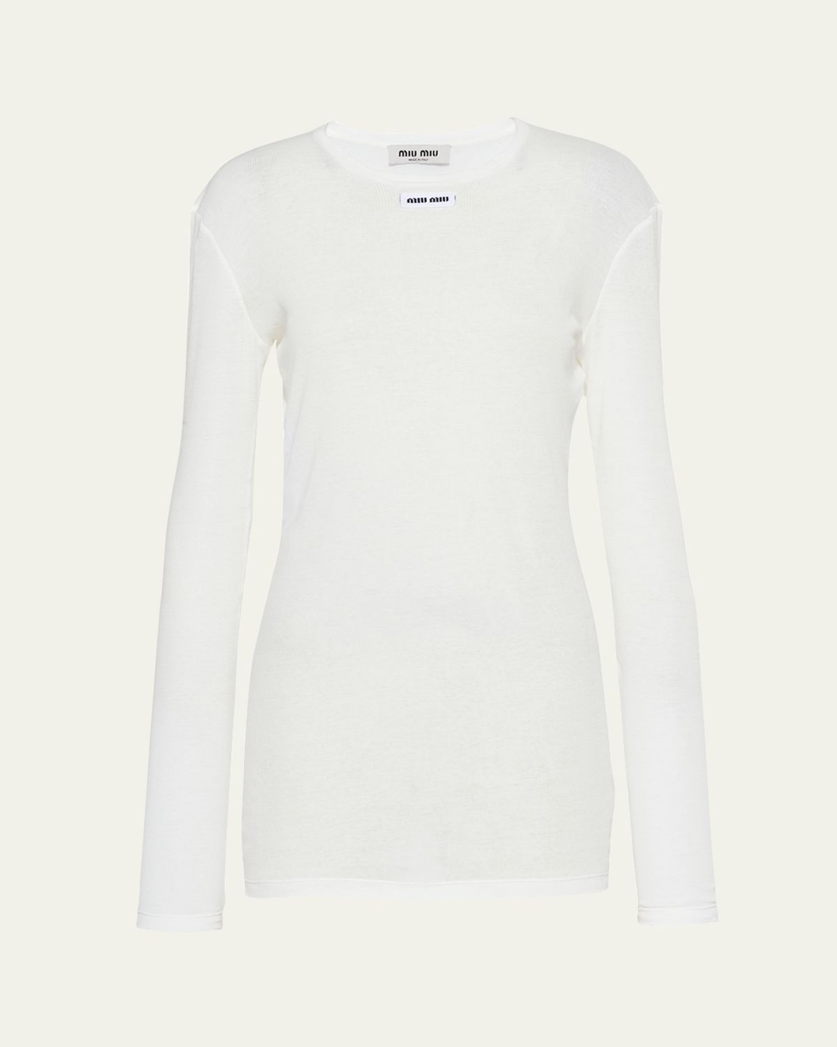 Miu Miu Long-Sleeve Fitted Mini Dress