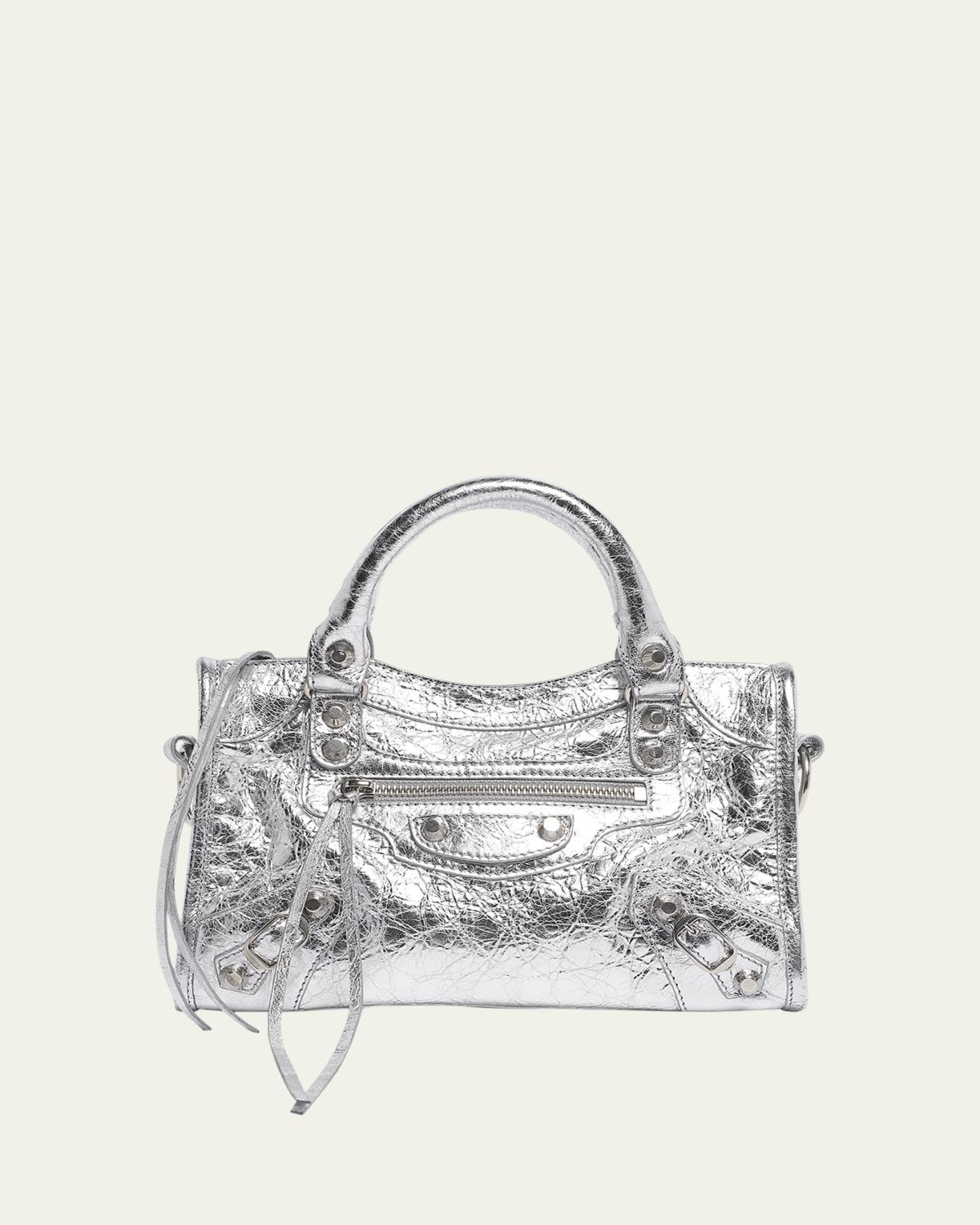 Balenciaga Le City Mini Metallic Leather Top-Handle Bag