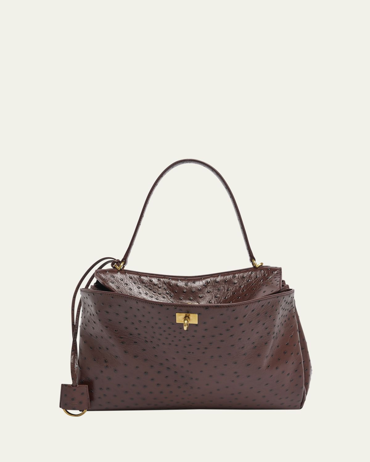 Balenciaga Rodeo Medium Ostrich-Embossed Top-Handle Bag