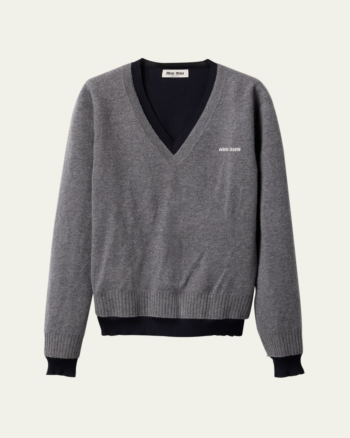 Miu Miu Layered V-Neck Oversized Cashmere Sweater