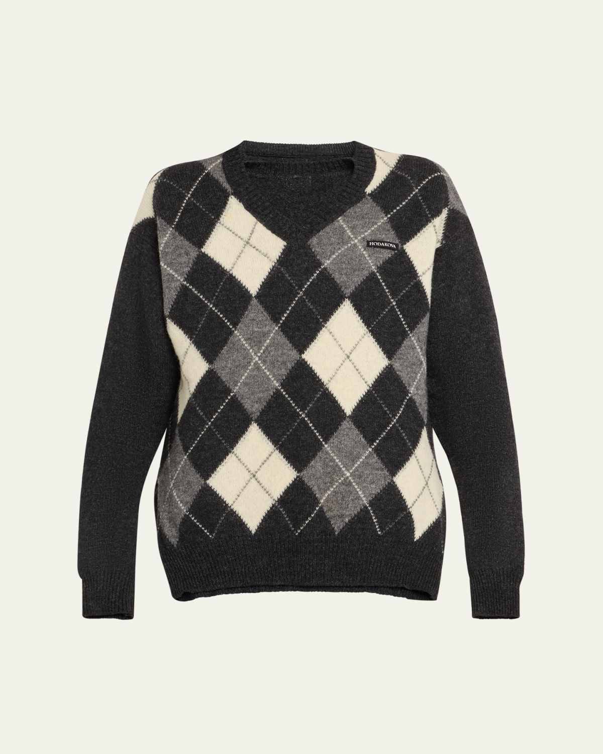 HODAKOVA Attached Argyle Knitted Wool Sweater
