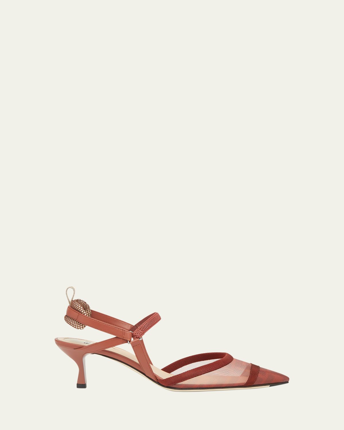 Fendi Colibri FF Mesh Slingback Kitten-Heel Pumps