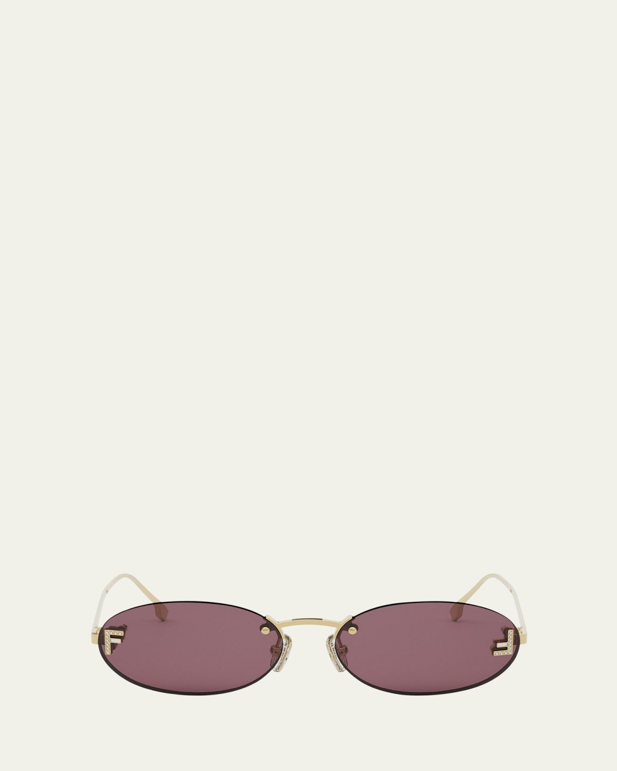 Fendi FF Crystal Metal Oval Sunglasses