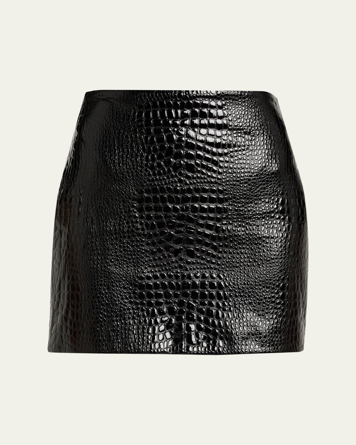 L'Agence Gerard Croc-Embossed Faux Leather Mini Skirt