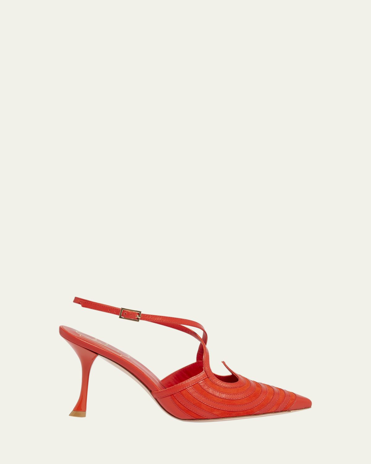 Roger Vivier I Love Vivier Mixed Leather Slingback Pumps