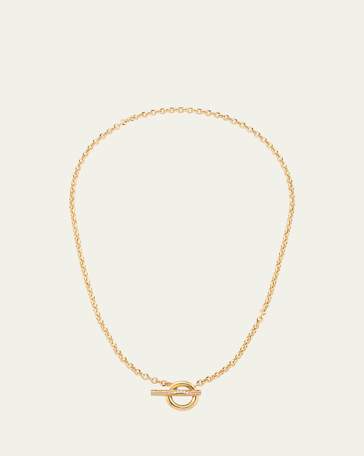 Lizzie Mandler Fine Jewelry 18K Yellow Gold Diamond Pave Wave Toggle and Loop Chain Necklace