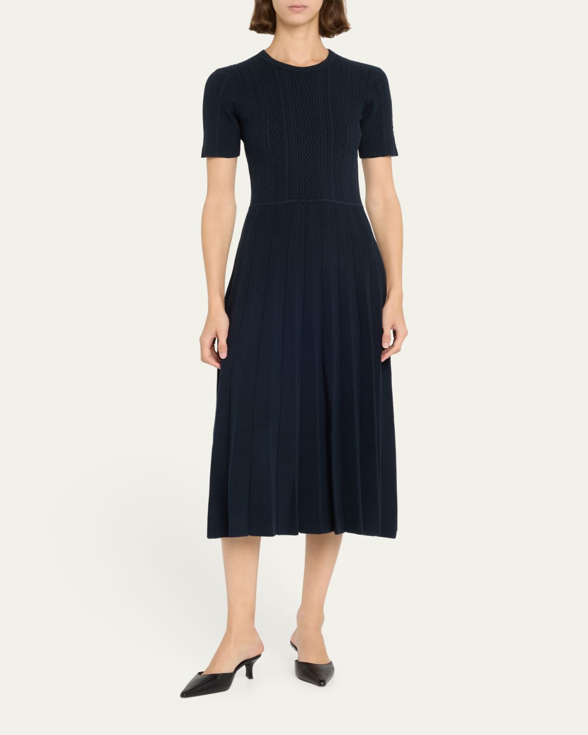 Jason Wu Collection Short Sleeve Wool Cable Midi Dress | Thumbnail 2