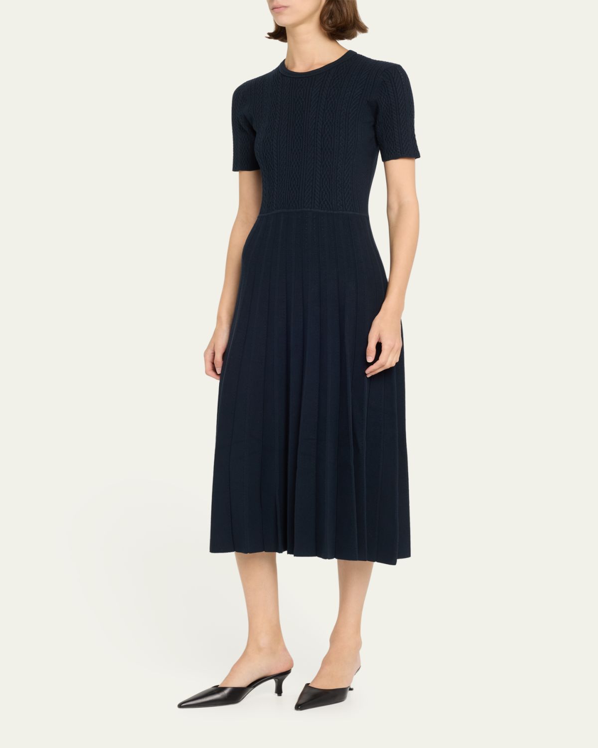 Jason Wu Collection Short Sleeve Wool Cable Midi Dress | Thumbnail 4