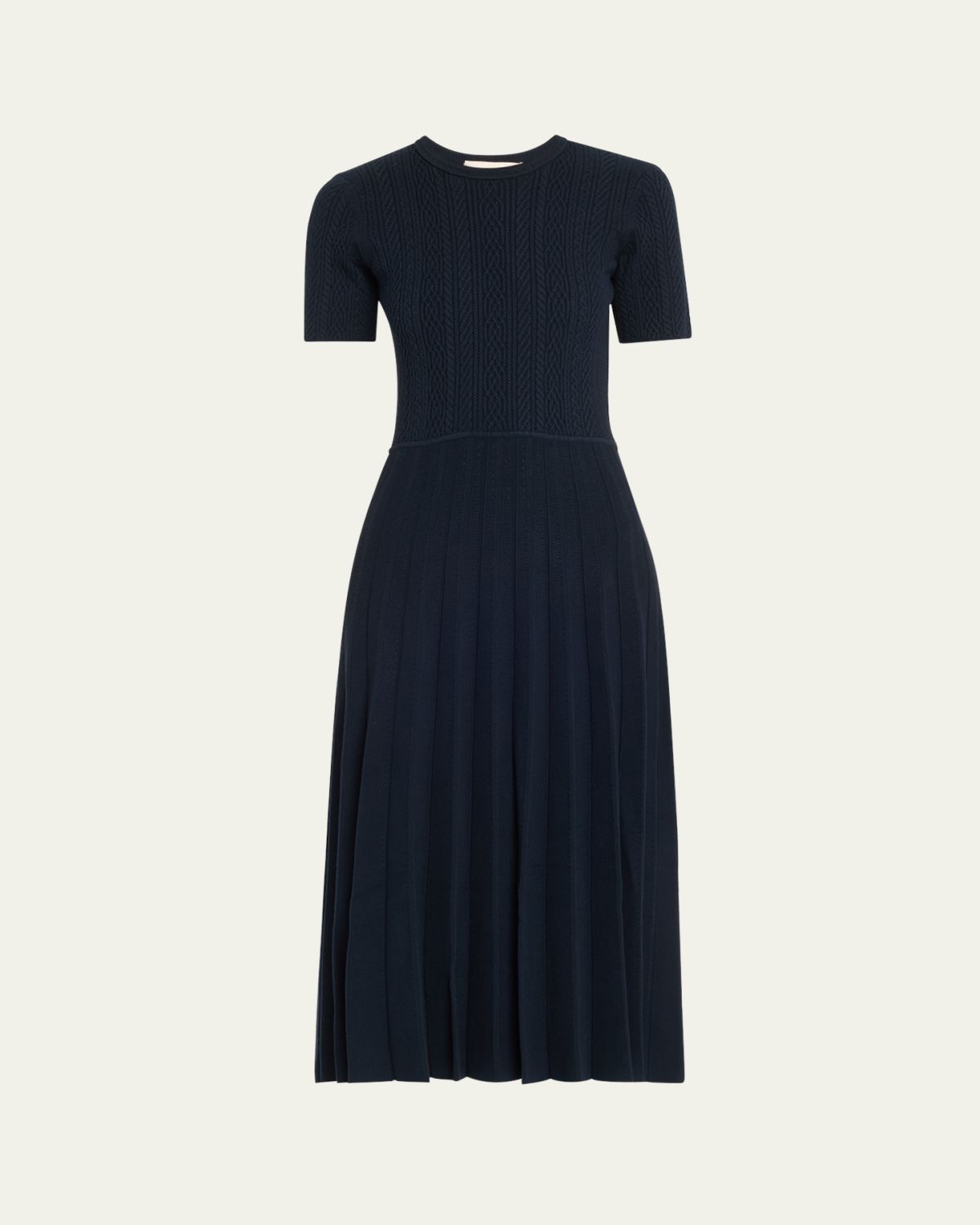 Jason Wu Collection Short Sleeve Wool Cable Midi Dress