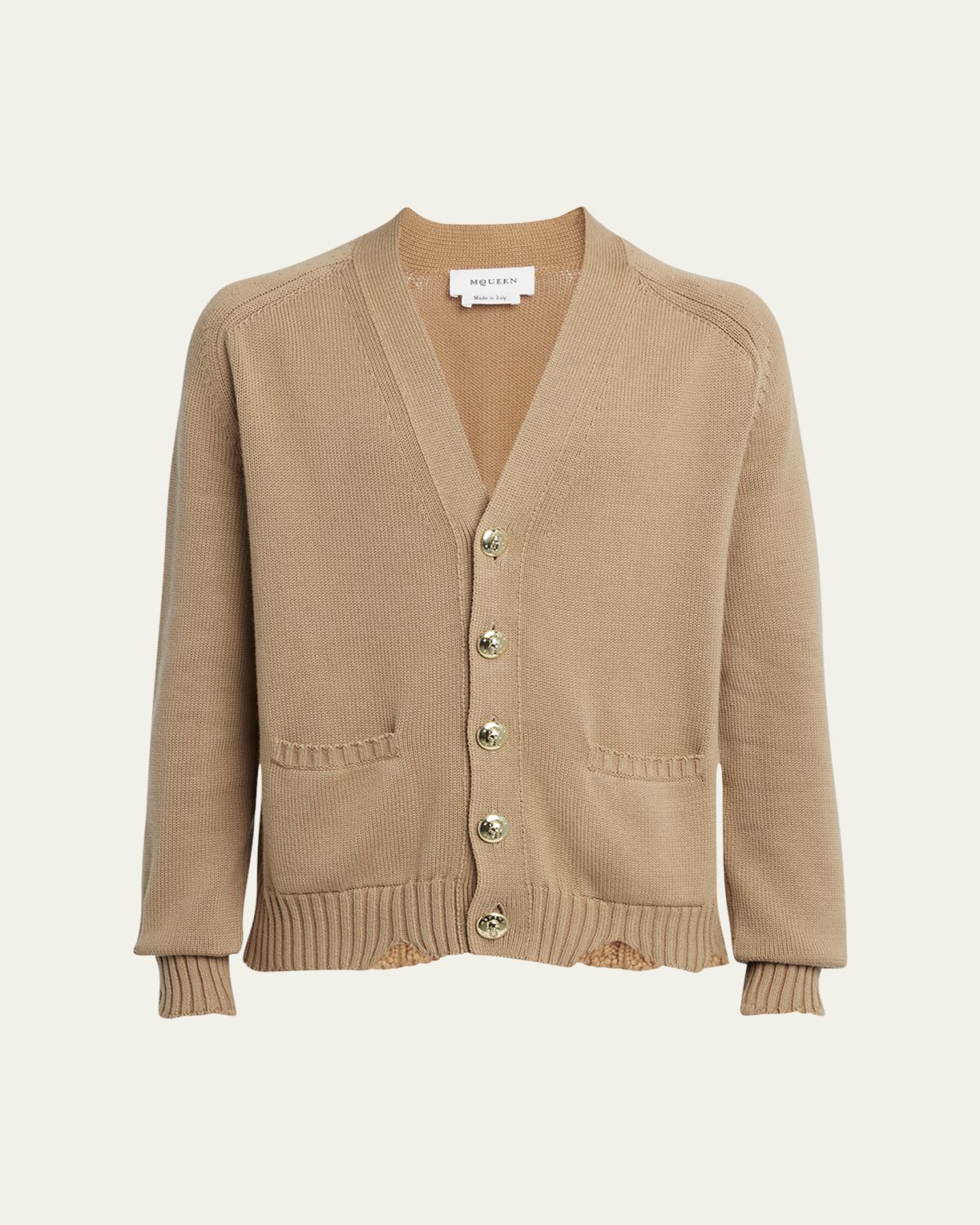 McQueen Men's Distressed Skull Cardigan