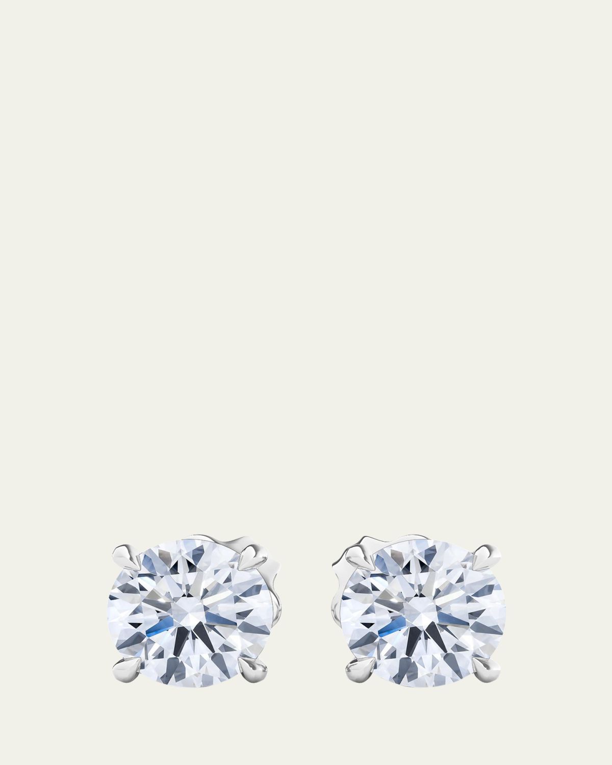 HauteCarat 18K Round Brilliant Lab Grown Diamond Stud Earrings, 4.0tcw