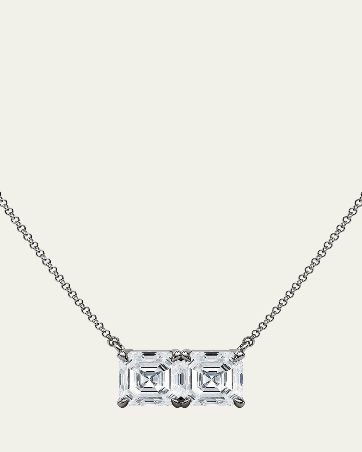 HauteCarat 18K Asscher Lab Grown Diamond Twin Necklace
