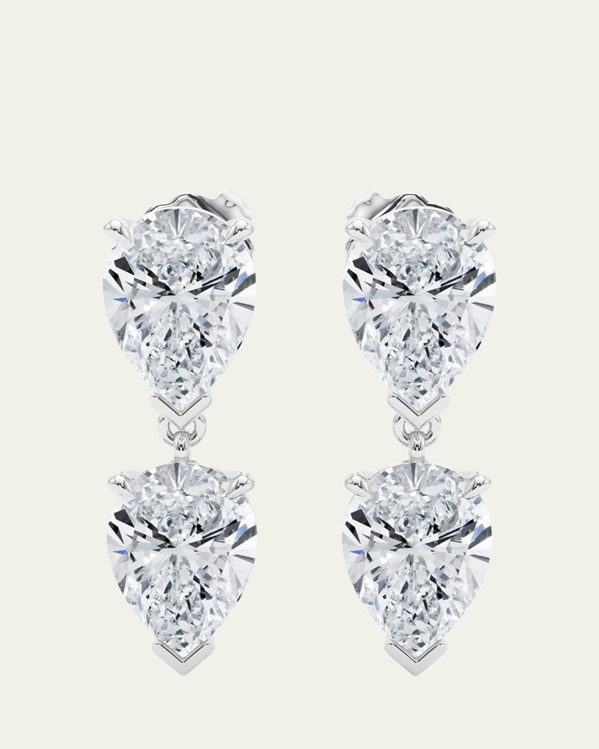 HauteCarat 18K Pear Lab Grown Diamond Twin Earrings