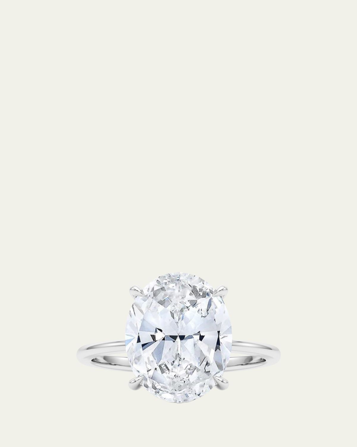 HauteCarat 1K Oval Cut Hidden Halo Platinum Lab Grown Diamond Ring, 2.0tcw