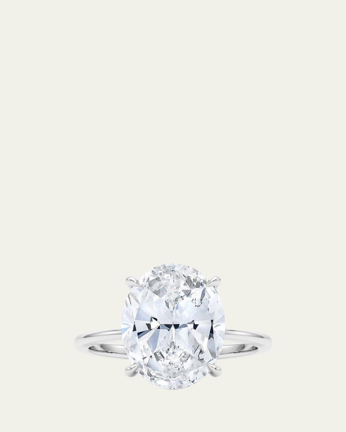 HauteCarat 18K Oval Cut Hidden Halo Platinum Lab Grown Diamond Ring, 3.0tcw