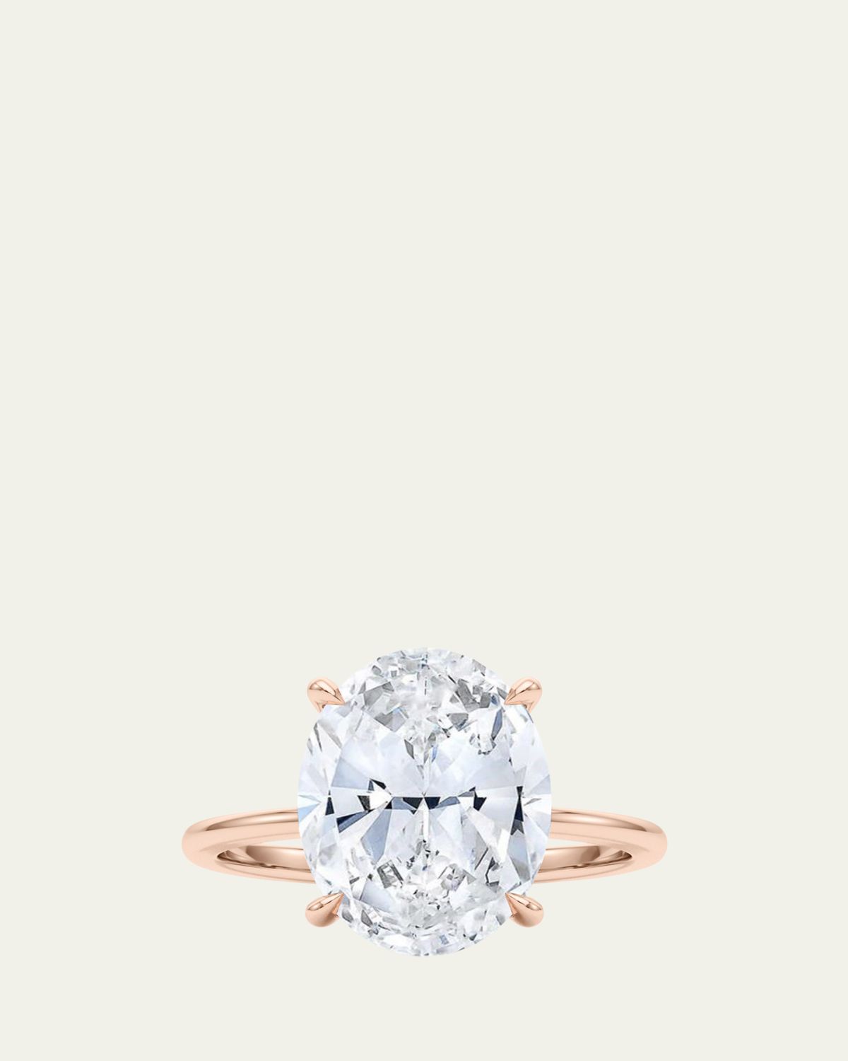 HauteCarat 18K Oval Cut Hidden Halo Lab Grown Diamond Ring, 3.0tcw