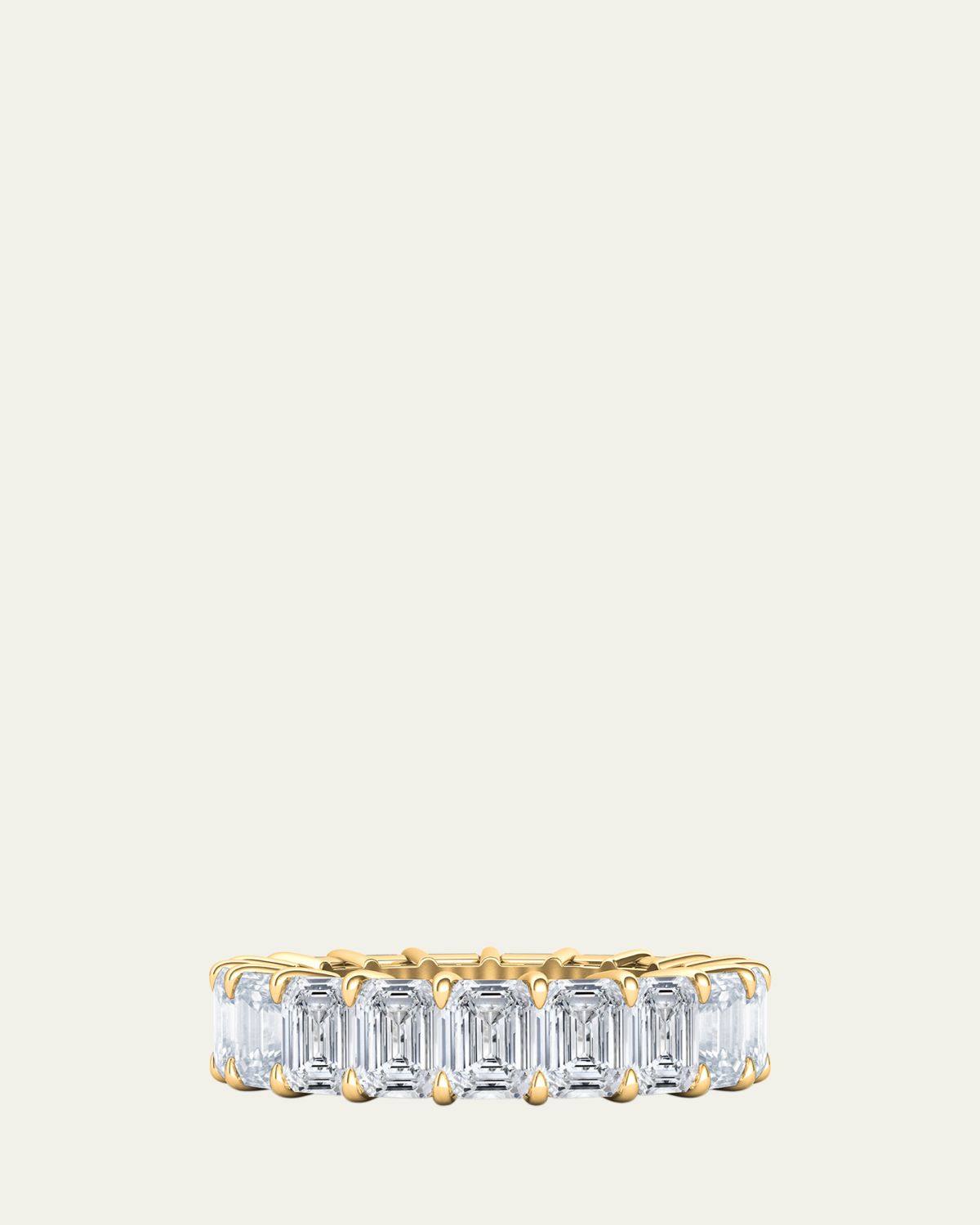 HauteCarat 18K Emerald Cut Lab Grown Diamond Eternity Band, .tcw