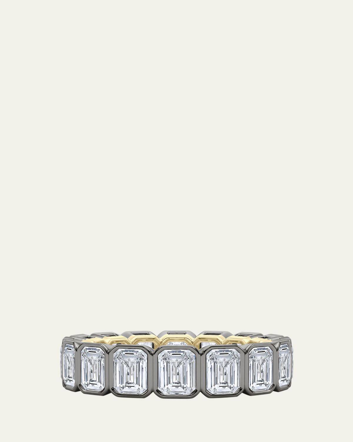 HauteCarat 18K Emerald Cut Bezel Lab Grown Diamond Eternity Band, .tcw | Thumbnail 5 HauteCarat 18K Emerald Cut Bezel Lab Grown Diamond Eternity Band, .tcw | Thumbnail 5