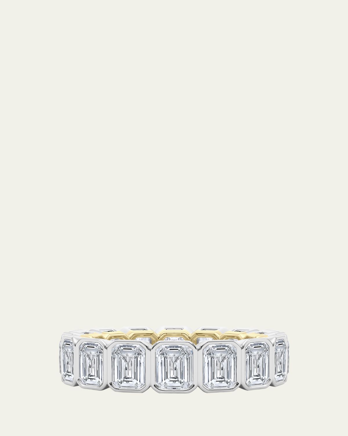 HauteCarat 1K Emerald Cut Bezel Lab Grown Diamond Eternity Band, 6.6tcw